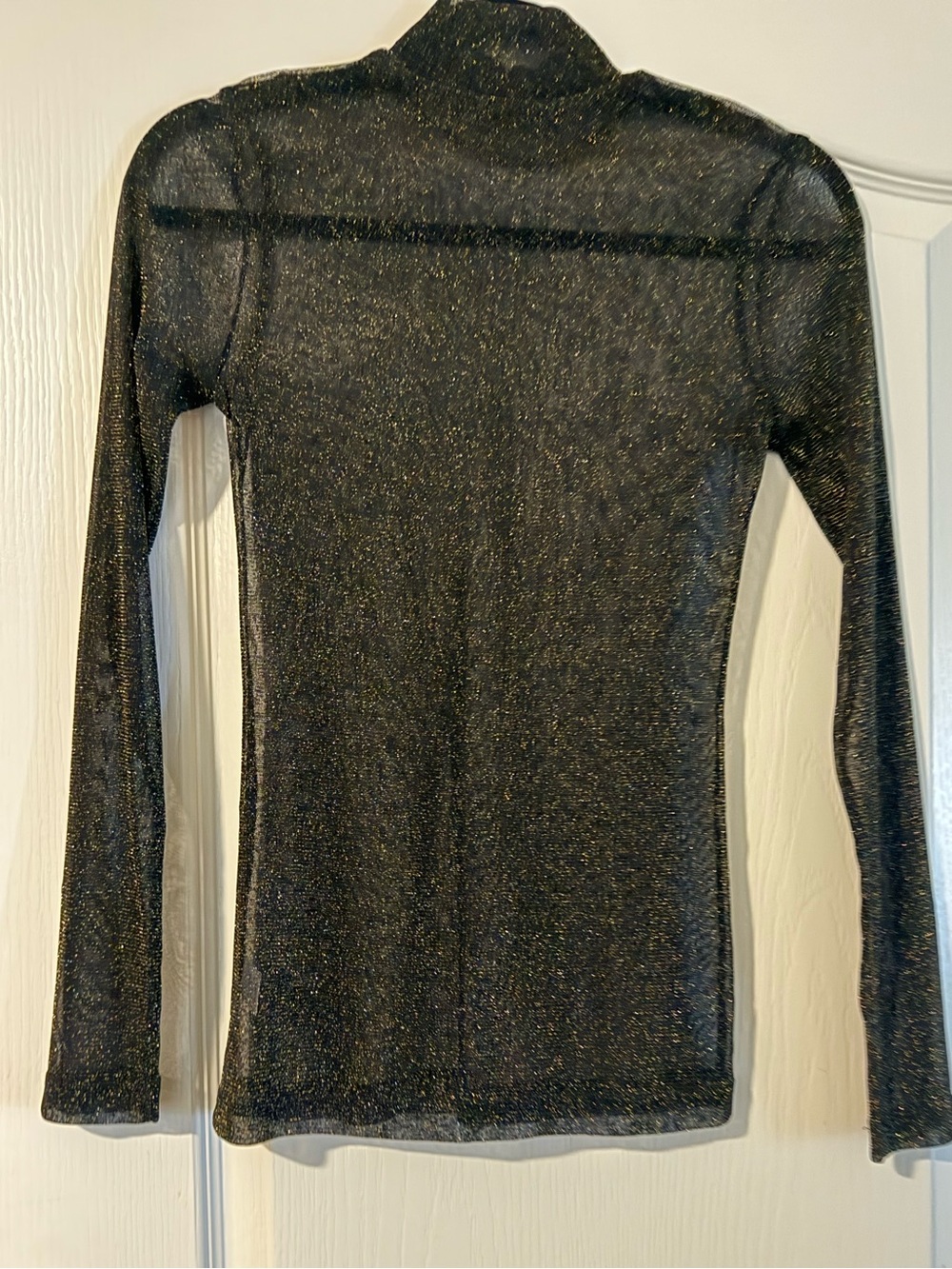 Mango Black Sheer Metallic Long-Sleeve Top